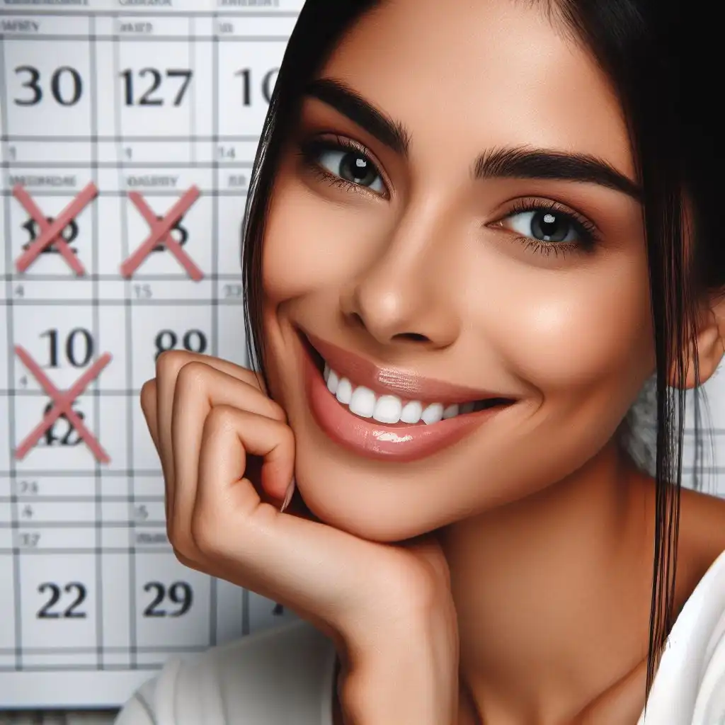 smiling woman despite having PMS